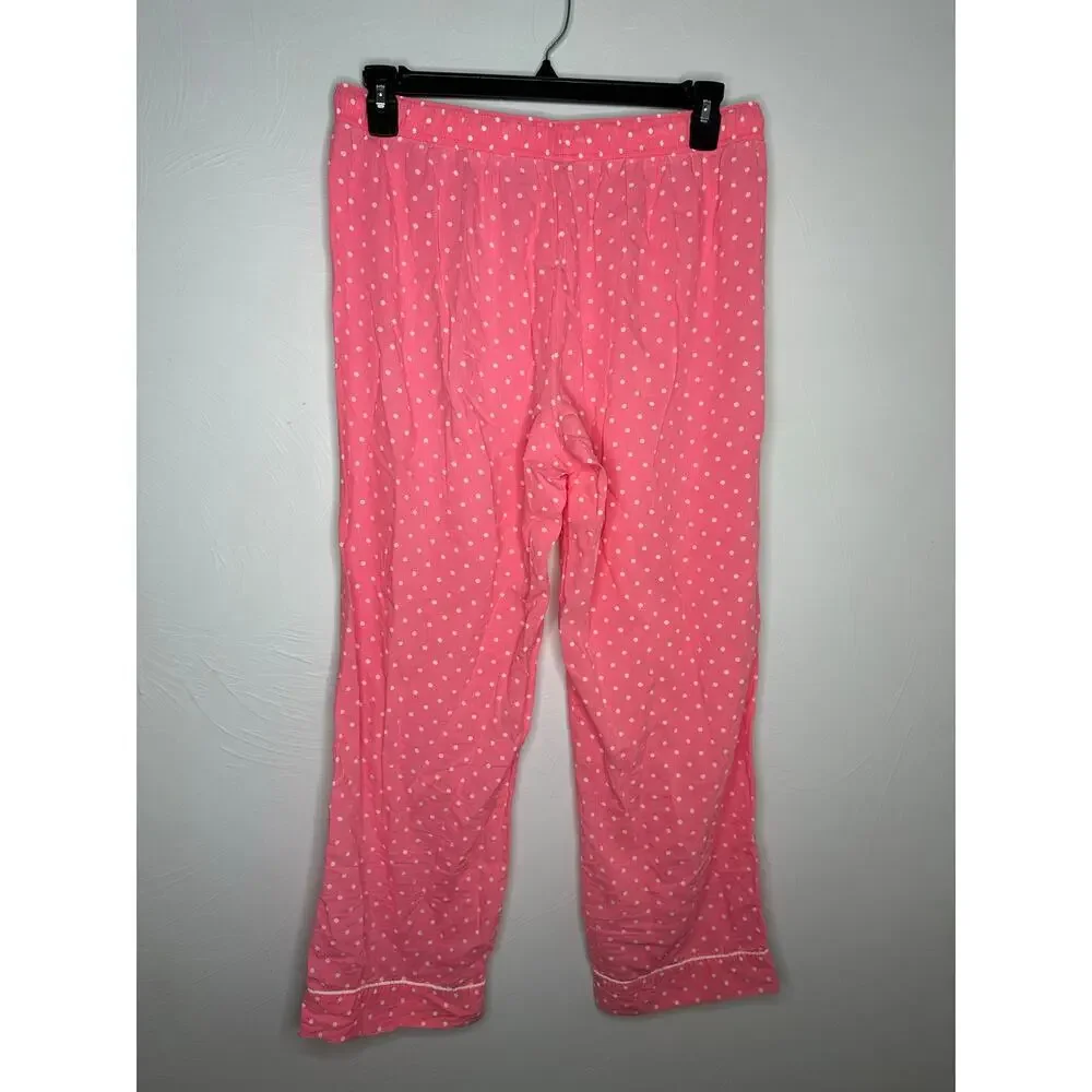 Victoria's Secret Pink Polka Dot Cotton Pajamas Size Large Pants Lightweight - Picture 4 of 8